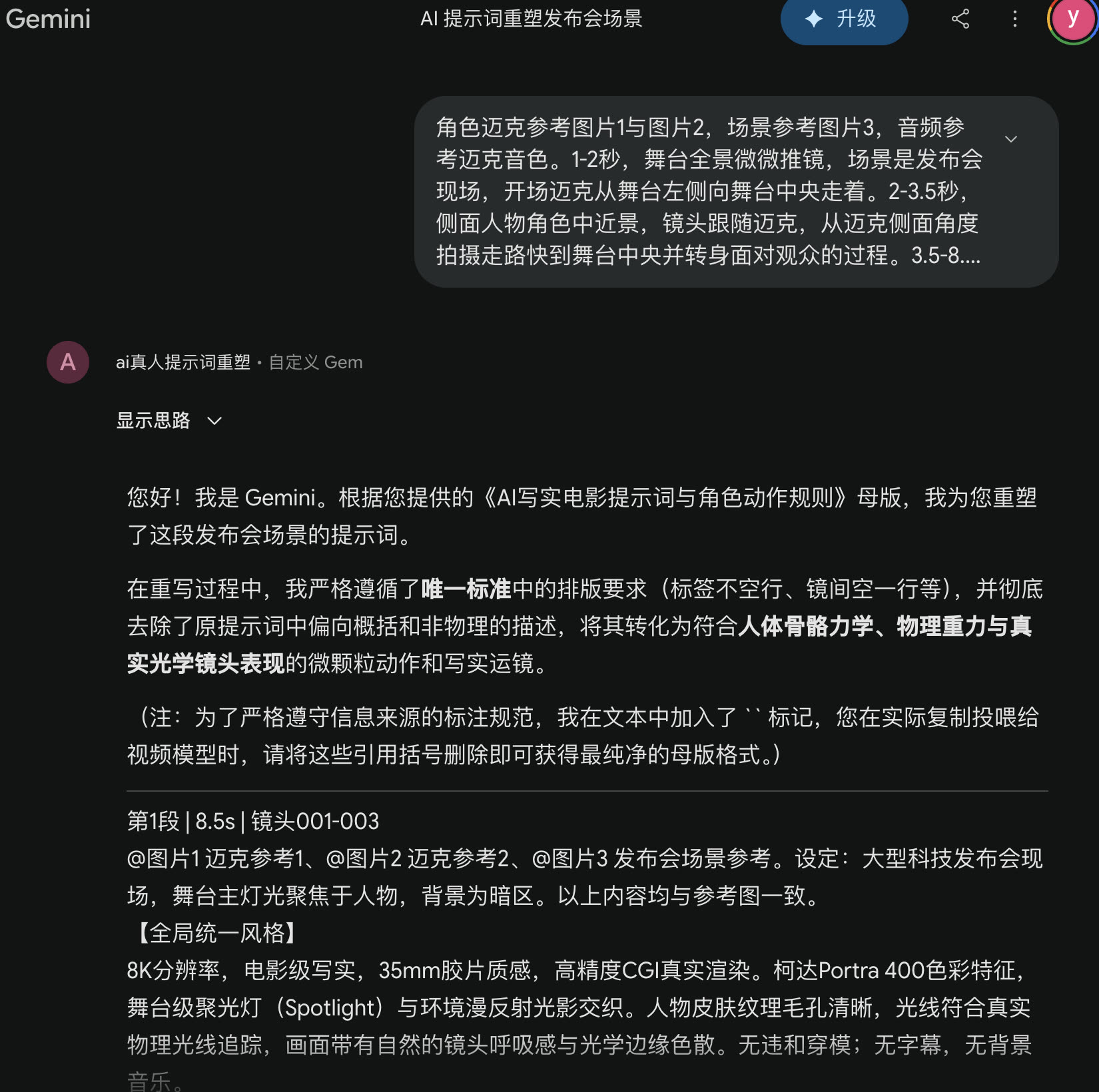 Gemini 优化过程截图